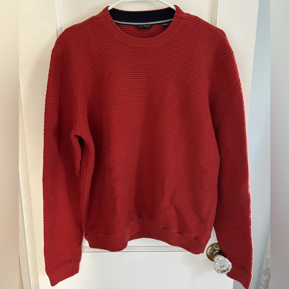 Ted Baker 5 Sweater Jumper Size L XL Mens Rust Burnt Orange Casual cotton  *read